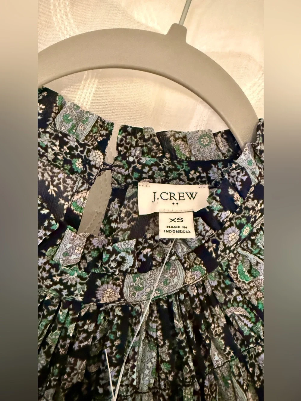 J.Crew Paisley Long Sleeve Ruffle Neck Blouse | XS | NWT